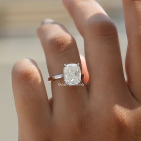 [In Finger a Moissanite Engagement Ring Made Of Elongated Cushion Cut Stone]-[Golden Bird Jewels]