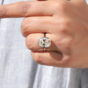 Elongated Old Mine Cushion Moissanite Ring