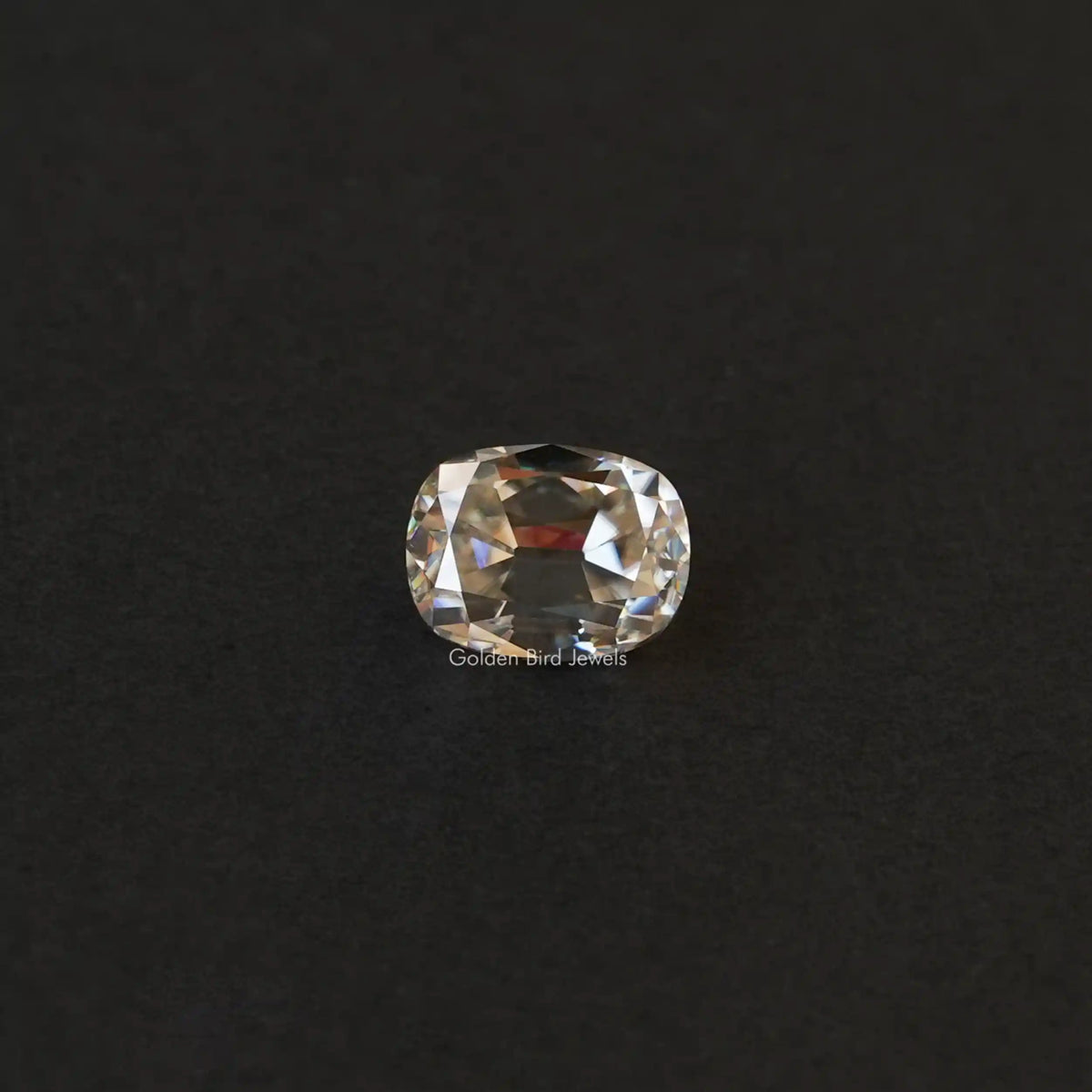 [Front view old mine cushion cut loose moissanite]-[Golden Bird Jewels]