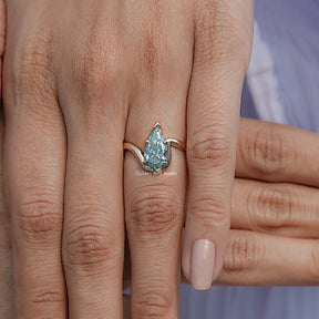 Elongated Pear Moissanite Solitaire Ring