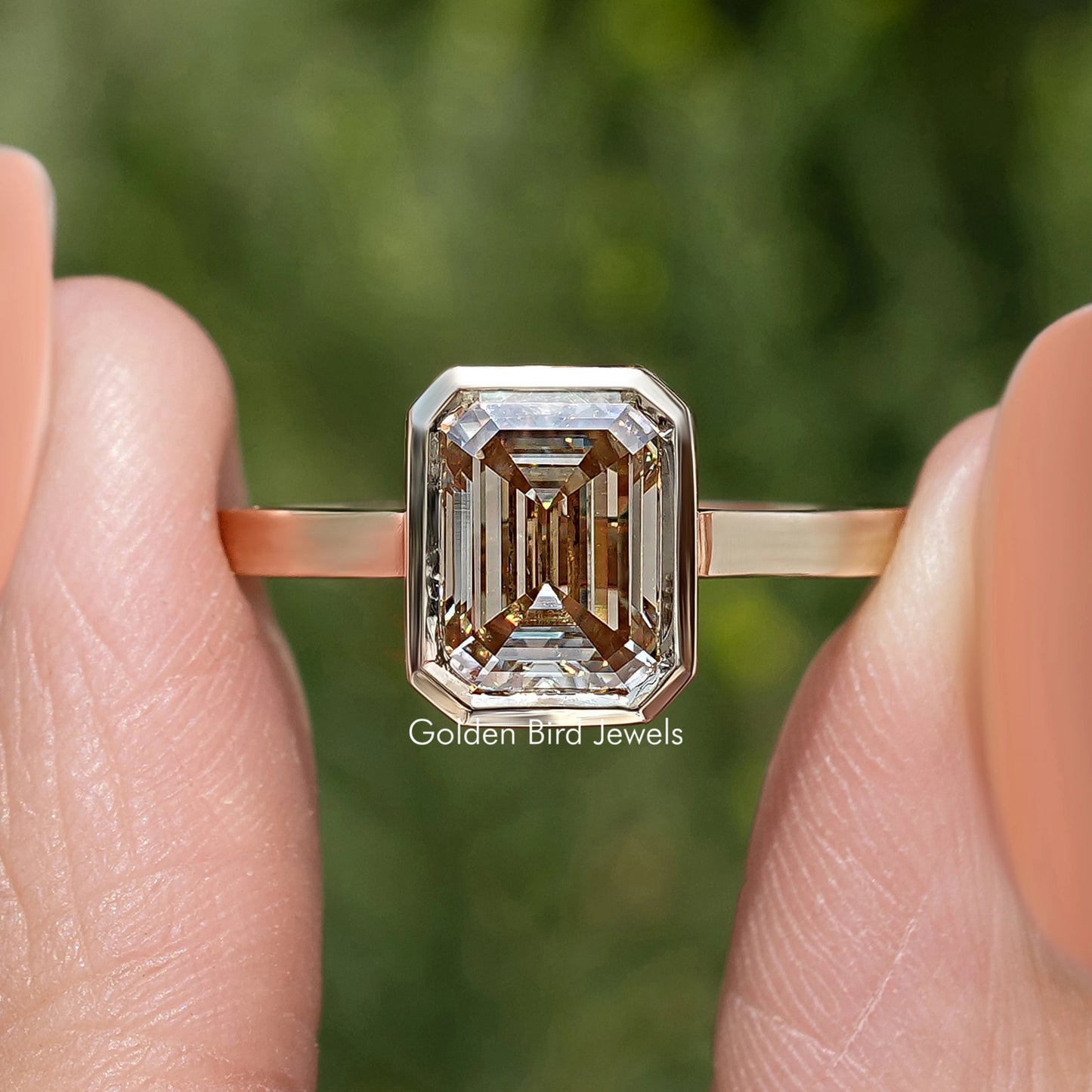 Emerald Cut Solitaire Moissanite Engagement Ring