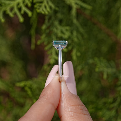 Emerald Cut Moissanite Solitaire Ring
