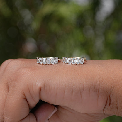 Emerald Cut Lab Diamond Hoop & Huggie Earrings