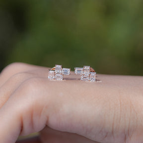 Emerald Cut Lab Grown Diamond Drop Earrings