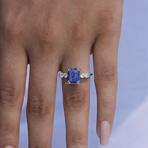Profile View of Emerald Cut Accent Stone Ring