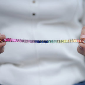 Gradient Multi Color Emerald Gemstone Tennis Bracelet