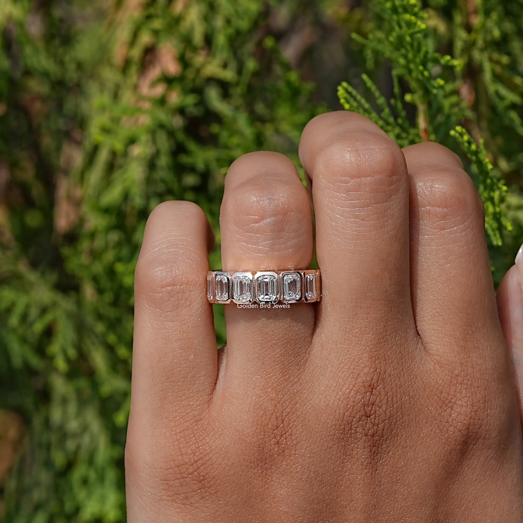 Lab Diamond Emerald Cut Eternity Band