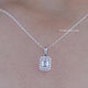 Emerald Cut Lab Grown Diamond Halo Pendant