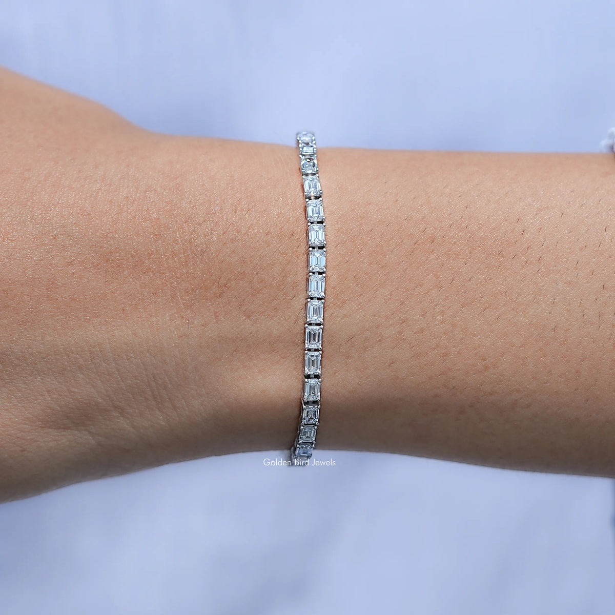 Emerald Cut Lab Grown Diamond Tennis Bracelet