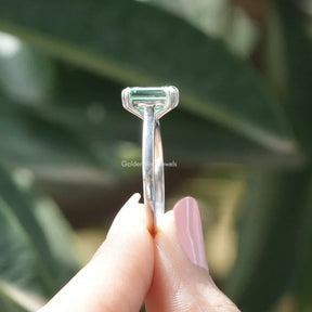 [Solitaire Emerald Cut Moissanite Ring]-[Golden Bird Jewels]