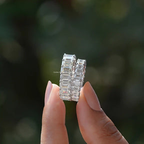 [VVS Clarity Emerald Cut Moissanite Wedding Band]-[Golden Bird Jewels]