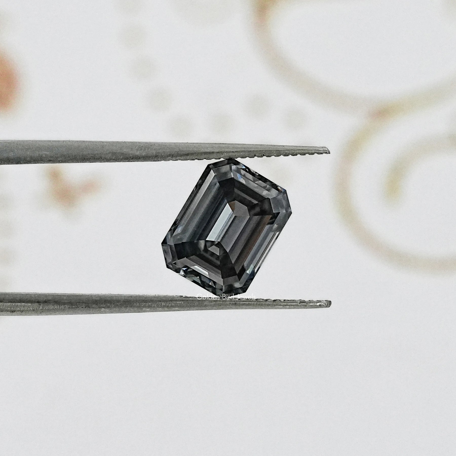 Gray Emerald Cut Loose Moissanite
