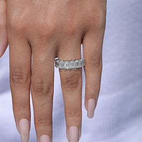 [Half Eternity Emerald Cut Wedding Band]-[Golden Bird Jewels]