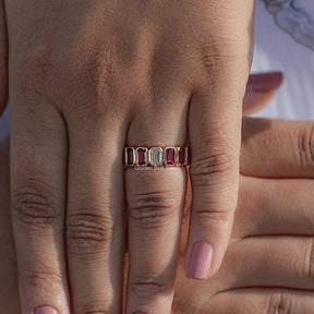 Bezel Set Emerald Gemstone Eternity Band