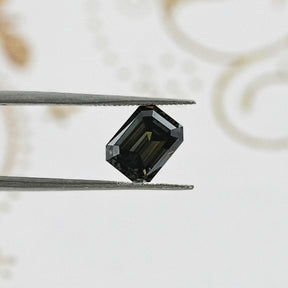 Gray Emerald Cut Moissanite Stone