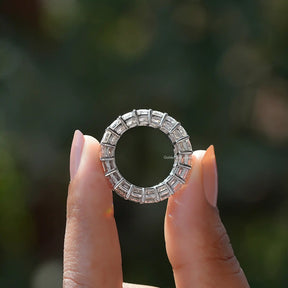 [White Gold Emerald Cut Wedding Band]-[Golden Bird Jewels]