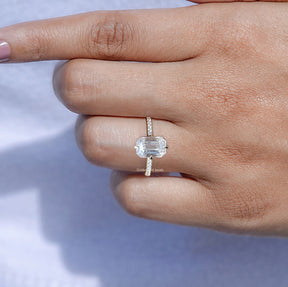 Emerald Cut Moissanite Hidden Halo Engagement Ring