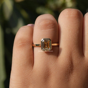 [Moissanite Solitaire Emerald Cut Solitaire Ring]-[Golden Bird Jewels]