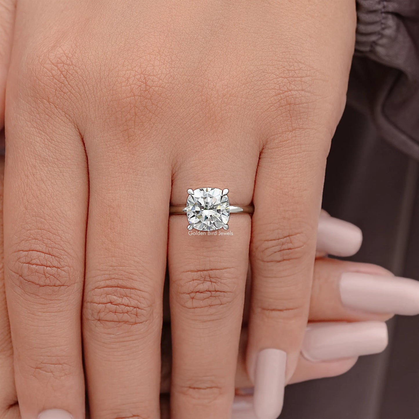 Cushion Cut Moissanite Solitaire Engagement Ring