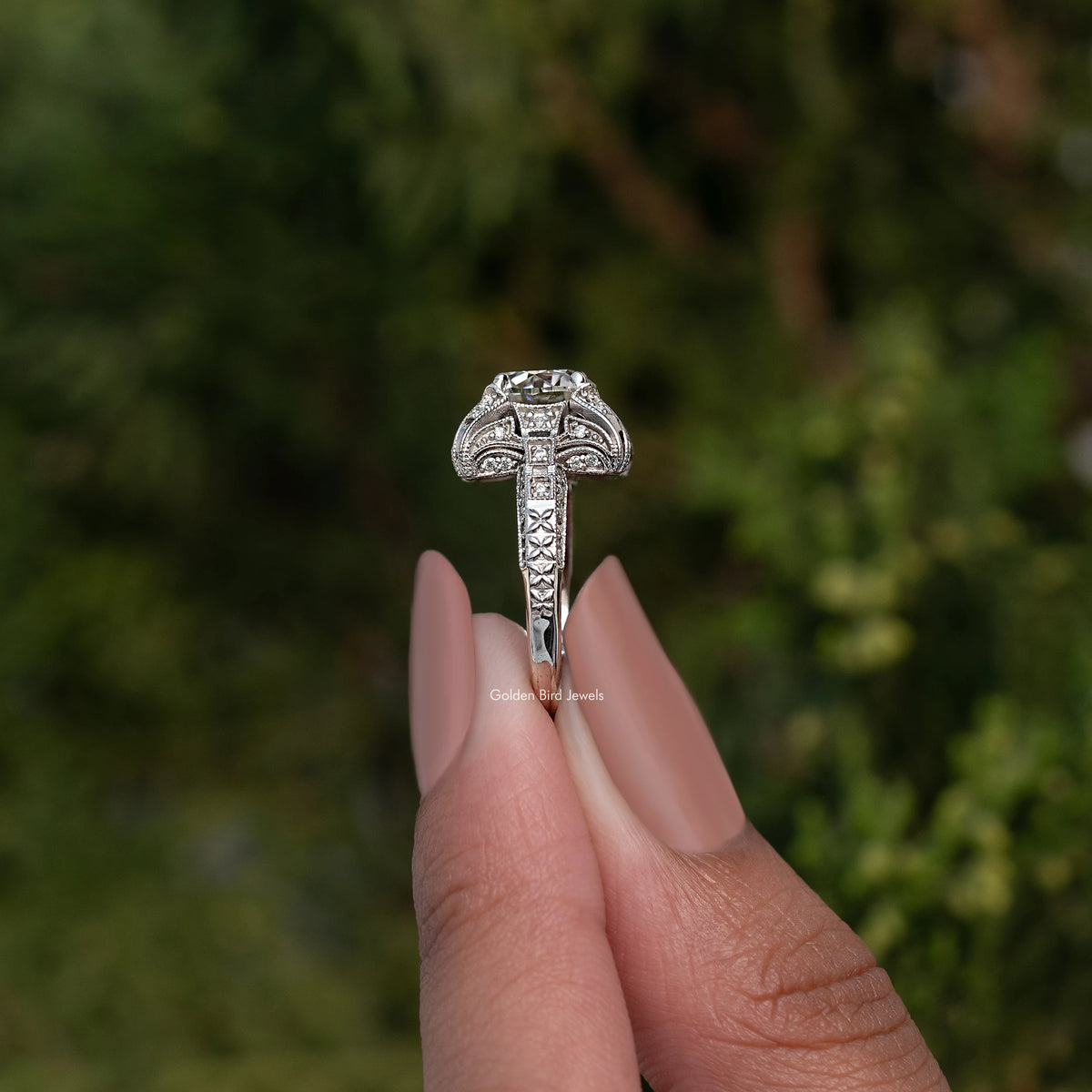 European Round Cut Moissanite Vintage Ring
