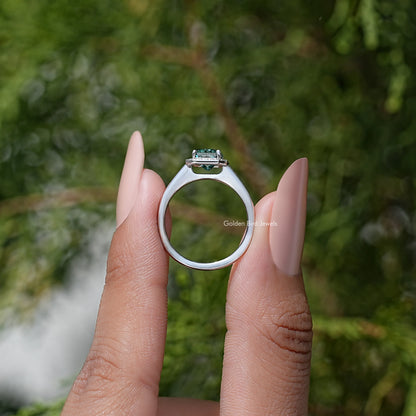Radiant Cut Moissanite Diamond Halo Wedding Ring