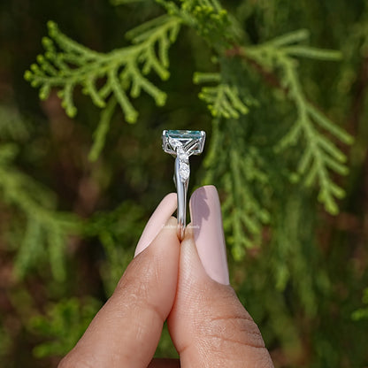 Radiant Cut Moissanite Gemstone Floral Anniversary Ring