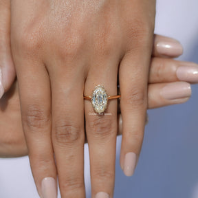 Off-White Old Mine Cut Moval Moissanite Ring