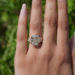 Filigree Yellow Elongated Cushion Moissanite Ring