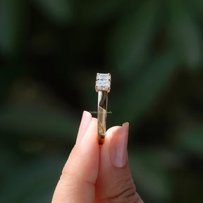 [Yellow Gold Radiant Cut Moissanite Band]-[Golden Bird Jewels]