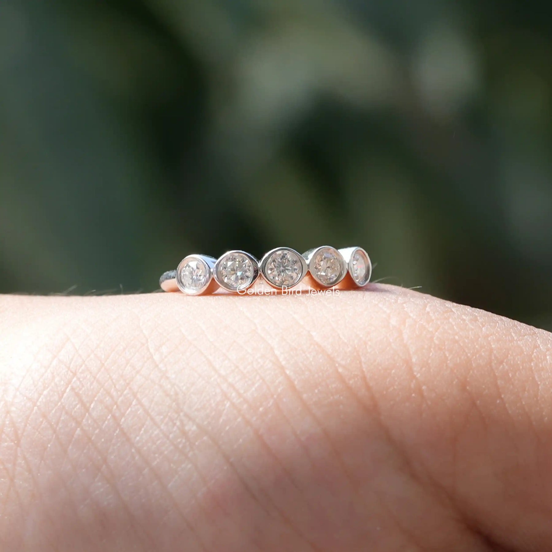 Five Stone Round Cut Moissanite Wedding Band - Main Image