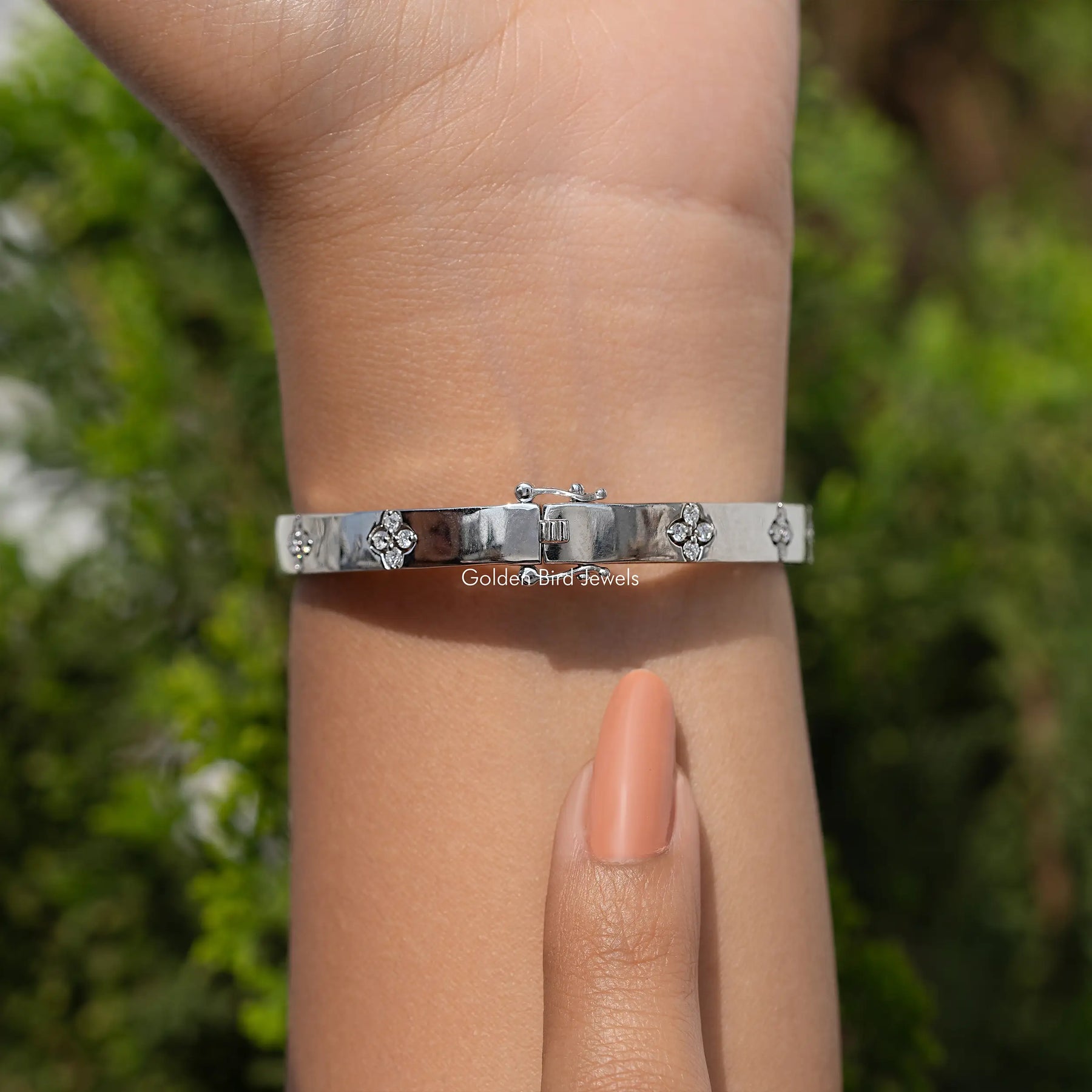 Floral Lab Grown Diamond Flush Set Bangel