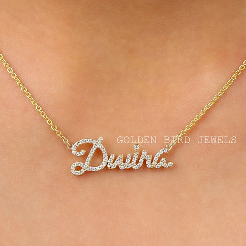 Moissanite Round Cut Personalized Name Pendant