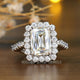 Colorless Criss Cut Moissanite Engagement Halo Ring