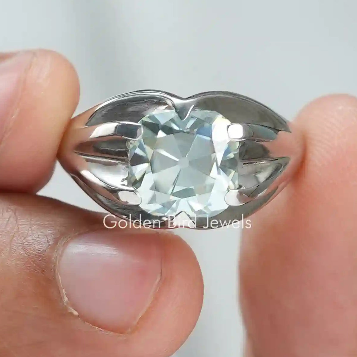 Old Mine Cushion Cut Moissanite Solitaire Ring