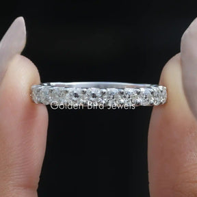 Old European Round Cut Moissanite 3/4 Eternity Band