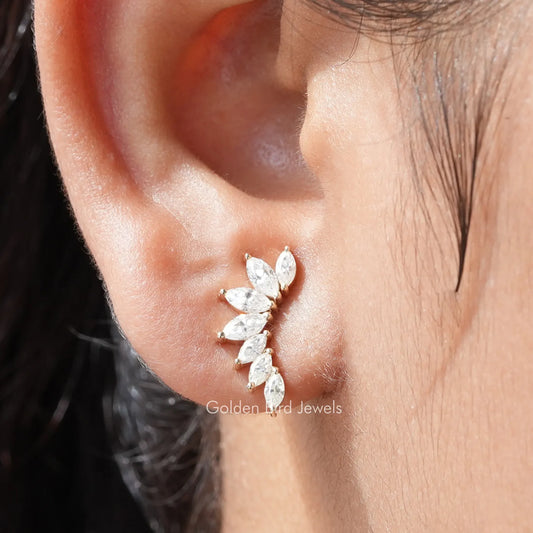 Colorless Marquise Moissanite Stud Earrings