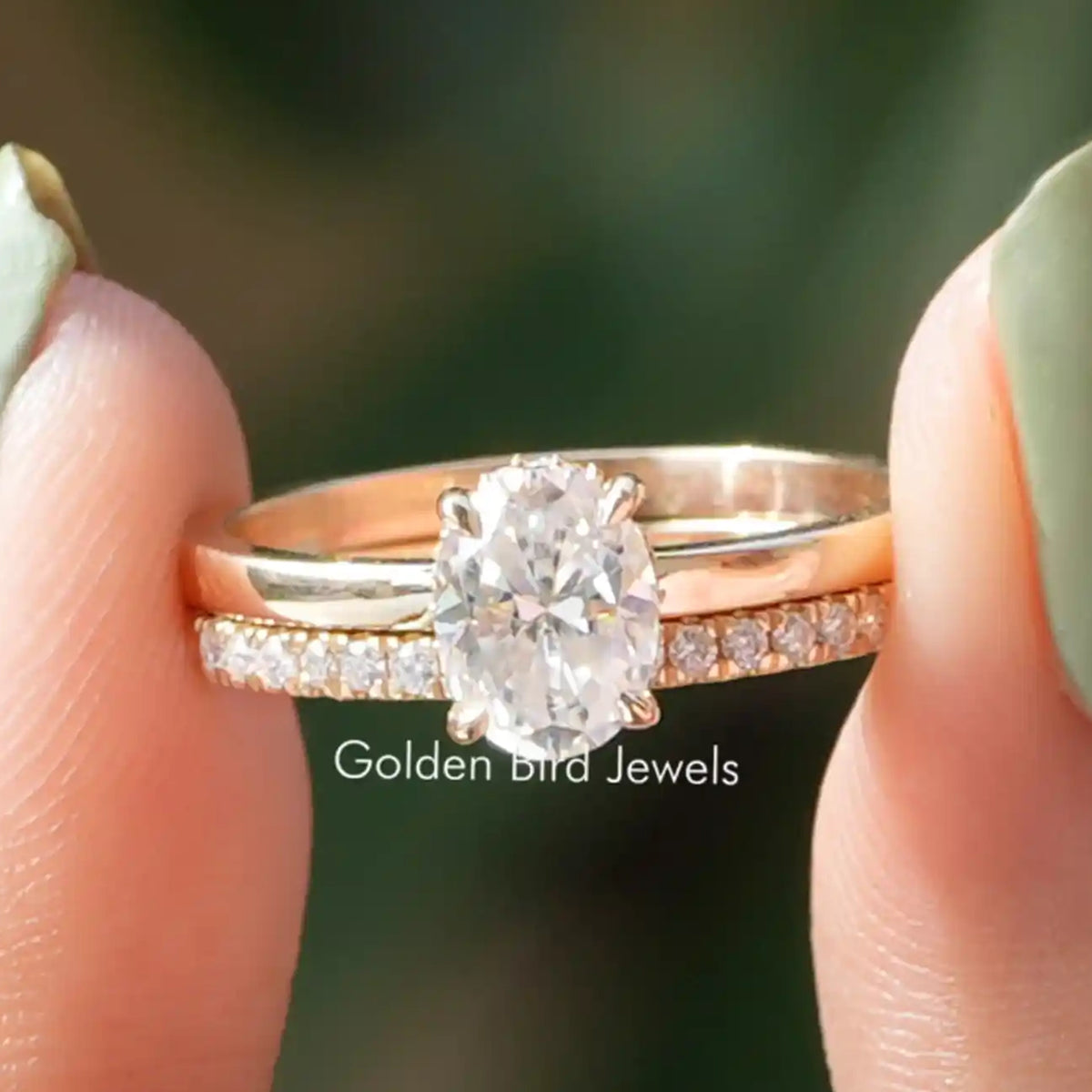 Oval Cut Lab Diamond Bridal Ring Set
