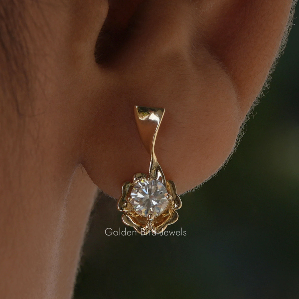 0.65 CTW Colorless Round Moissanite Cluster Earrings
