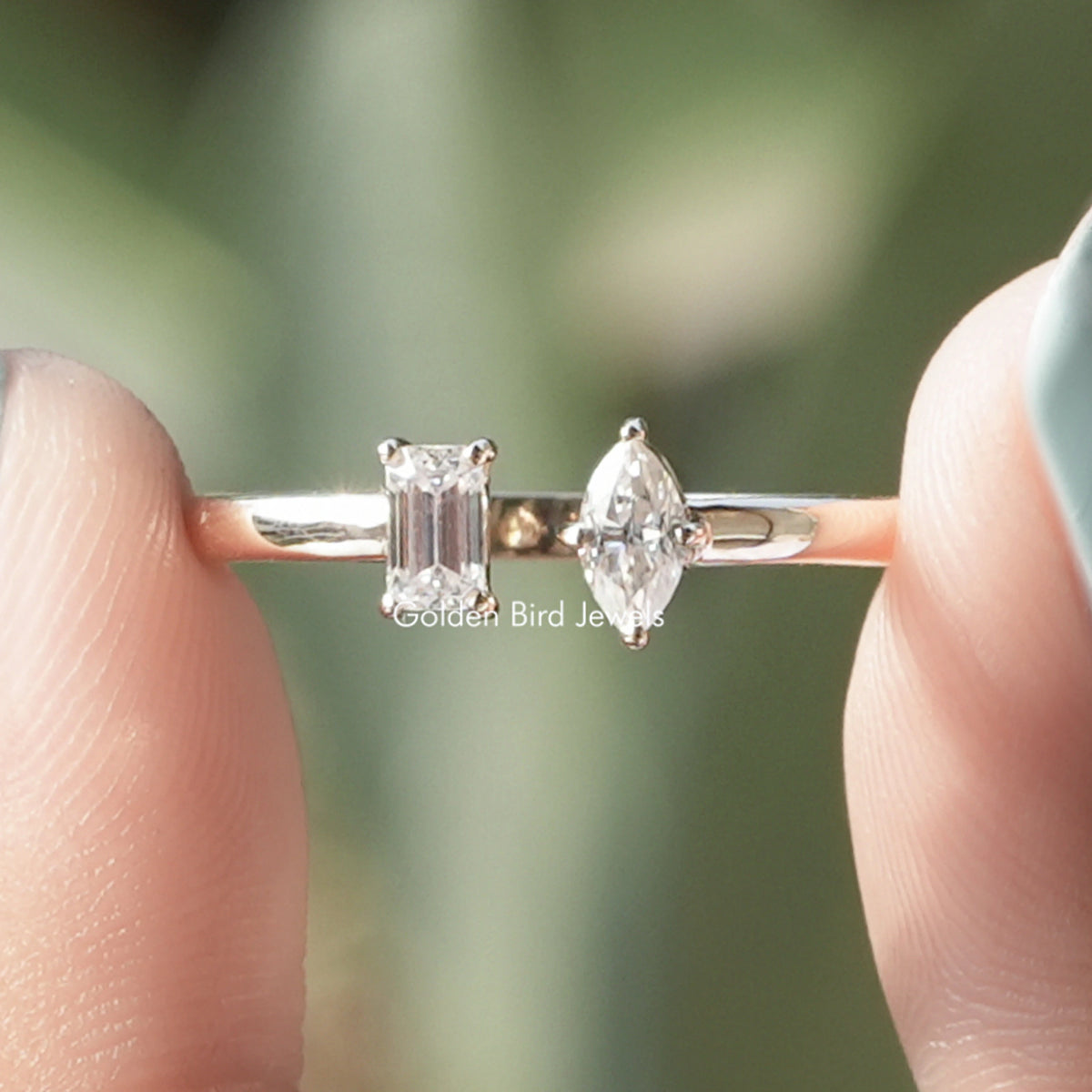Marquise And Emerald Lab Diamond Toi Et Moi Ring