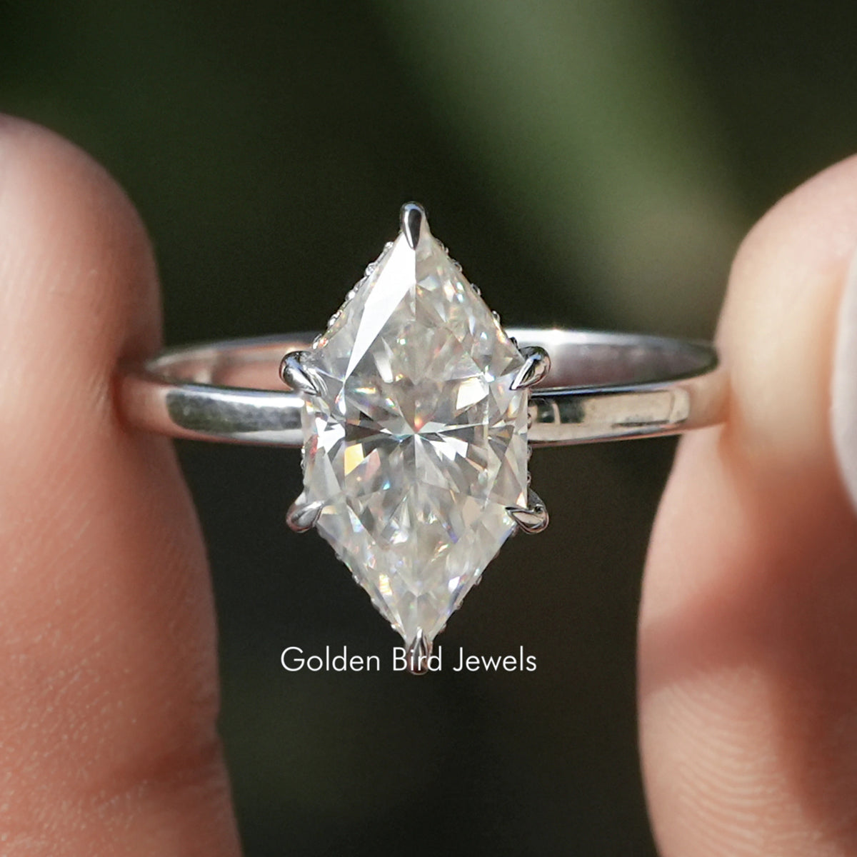 Dutch Marquise Cut Moissanite Hidden Halo Ring