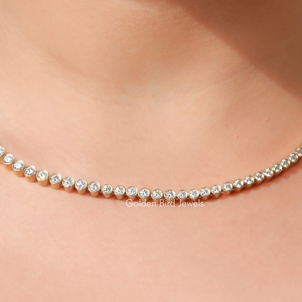 Round Moissanite Tennis Necklace