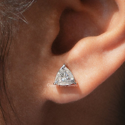 Trillion Cut Moissanite Martini Set Stud Earrings