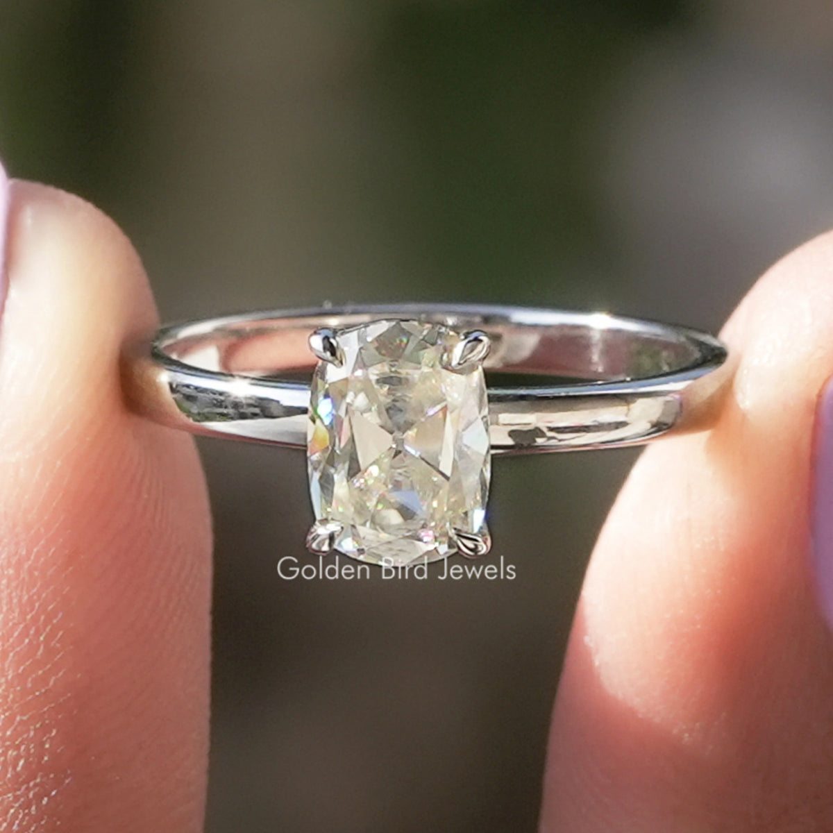 1 Carat Cushion Moissanite Solitaire Ring