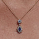 Blue Sapphire Oval Gemstone Halo Pendant