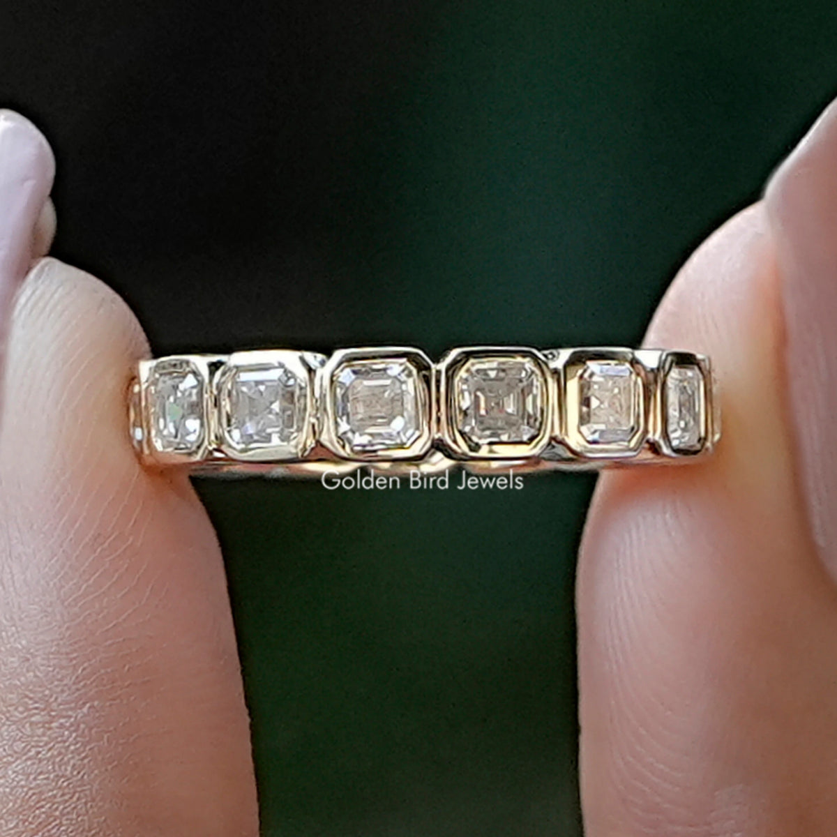 Asscher Moissanite Eternity Band