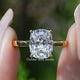 Elongated Old Mine Cushion Lab Diamond Hidden Halo Ring