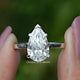 Pear Cut Halo Diamond Bridge Accent Wedding Ring