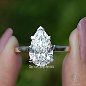 Pear Cut Halo Diamond Bridge Accent Wedding Ring