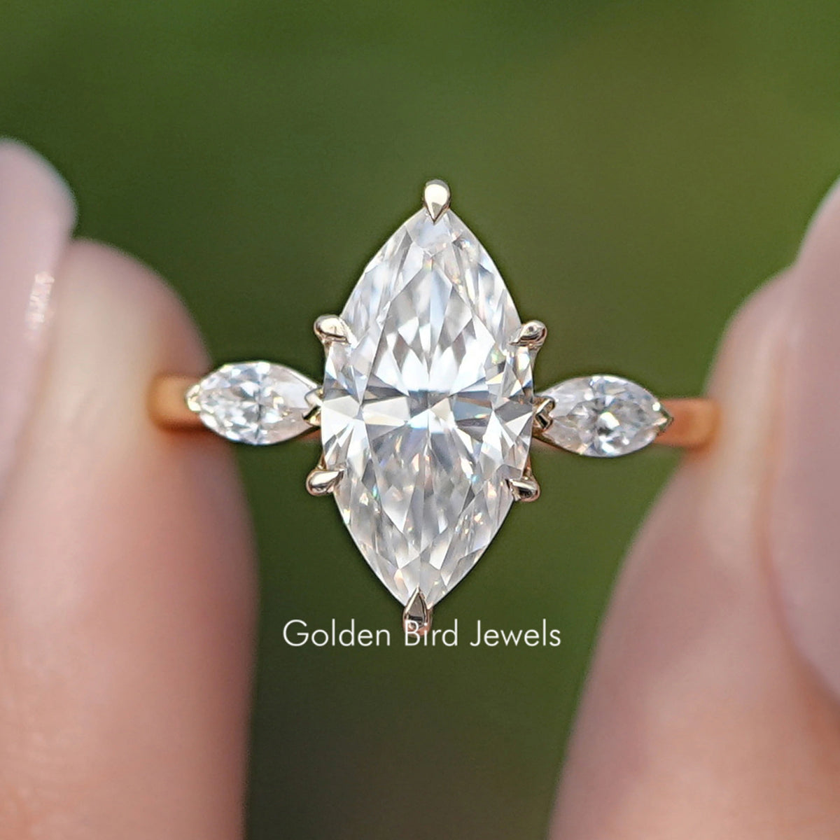 Marquise Cut Moissanite Three Stone Ring