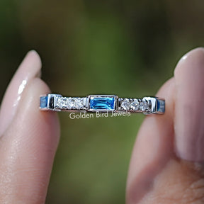 Blue Baguette Gemstone Eternity Band